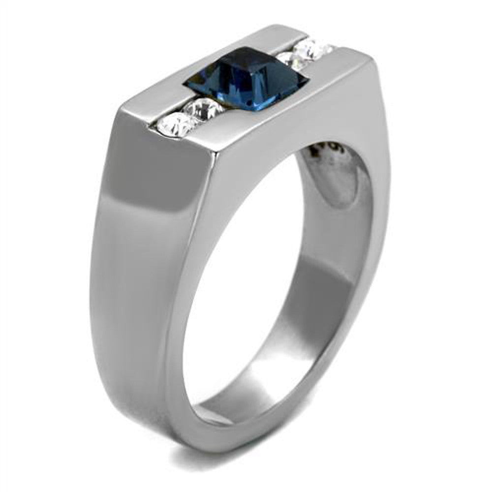 ARTK2307 Stainless Steel 1.68Ct Montana Princess Cut Simulated Diamond Ring Men's Sz 8-13